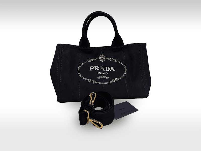 Authentic PRADA Canapa Canvas Logo Tote 